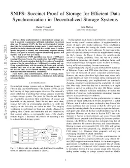 SNIPS: Succinct Proof of Storage for Efficient Data Synchronization in
  Decentralized Storage Systems