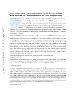 Survey on Leveraging Uncertainty Estimation Towards Trustworthy Deep
  Neural Networks: The Case of Reject Option and Post-training Processing