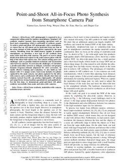 Point-and-Shoot All-in-Focus Photo Synthesis from Smartphone Camera Pair