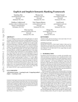 Explicit and Implicit Semantic Ranking Framework