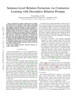 Sentence-Level Relation Extraction via Contrastive Learning with
  Descriptive Relation Prompts