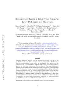 Reinforcement Learning Tutor Better Supported Lower Performers in a Math
  Task