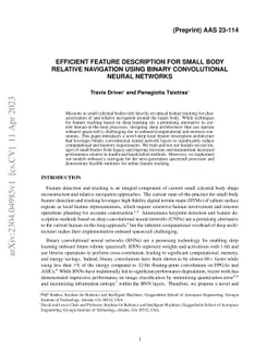Efficient Feature Description for Small Body Relative Navigation using
  Binary Convolutional Neural Networks
