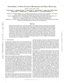 CrowdSim2: an Open Synthetic Benchmark for Object Detectors