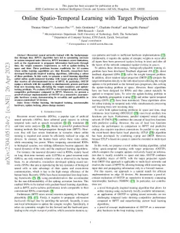 Online Spatio-Temporal Learning with Target Projection