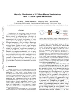Open Set Classification of GAN-based Image Manipulations via a ViT-based
  Hybrid Architecture