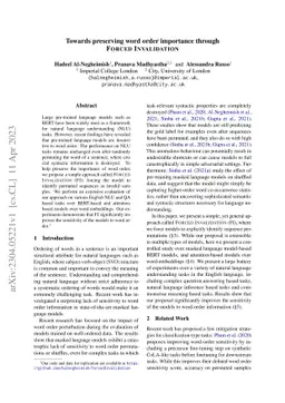 Towards preserving word order importance through Forced Invalidation