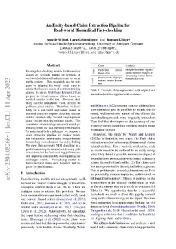 An Entity-based Claim Extraction Pipeline for Real-world Biomedical
  Fact-checking