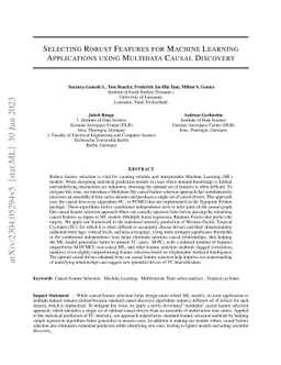 Selecting Robust Features for Machine Learning Applications using
  Multidata Causal Discovery