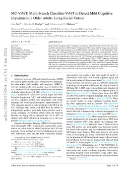 MC-ViViT: Multi-branch Classifier-ViViT to detect Mild Cognitive
  Impairment in older adults using facial videos