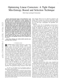 Optimizing Linear Correctors: A Tight Output Min-Entropy Bound and
  Selection Technique