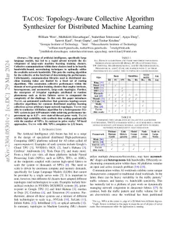 TACOS: Topology-Aware Collective Algorithm Synthesizer for Distributed
  Machine Learning