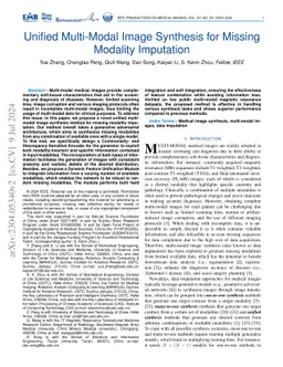 Unified Multi-Modal Image Synthesis for Missing Modality Imputation