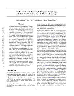 The No Free Lunch Theorem, Kolmogorov Complexity, and the Role of
  Inductive Biases in Machine Learning