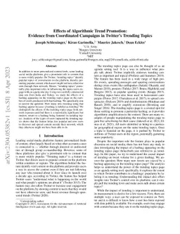 Effects of Algorithmic Trend Promotion: Evidence from Coordinated
  Campaigns in Twitter's Trending Topics