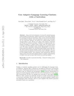 User Adaptive Language Learning Chatbots with a Curriculum