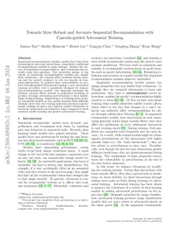 Towards More Robust and Accurate Sequential Recommendation with
  Cascade-guided Adversarial Training