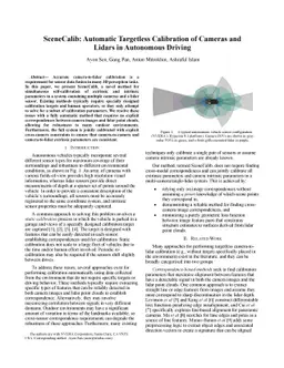 SceneCalib: Automatic Targetless Calibration of Cameras and Lidars in
  Autonomous Driving