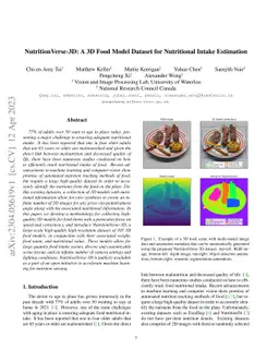 NutritionVerse-3D: A 3D Food Model Dataset for Nutritional Intake
  Estimation
