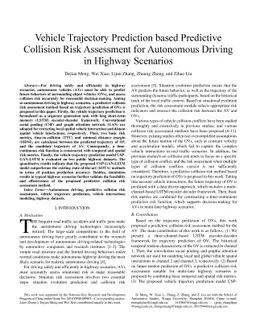 Vehicle Trajectory Prediction based Predictive Collision Risk Assessment
  for Autonomous Driving in Highway Scenarios