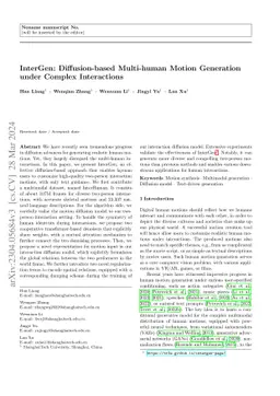 InterGen: Diffusion-based Multi-human Motion Generation under Complex
  Interactions