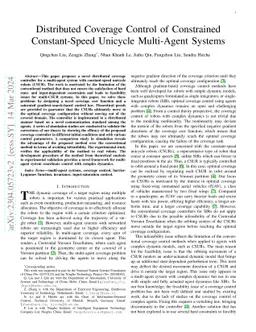 Distributed Coverage Control of Constrained Constant-Speed Unicycle
  Multi-Agent Systems