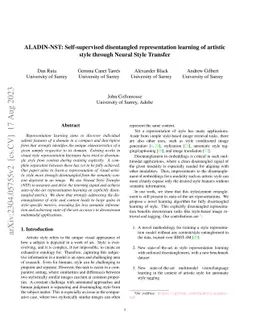 ALADIN-NST: Self-supervised disentangled representation learning of
  artistic style through Neural Style Transfer