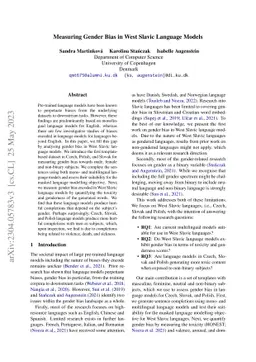 Measuring Gender Bias in West Slavic Language Models