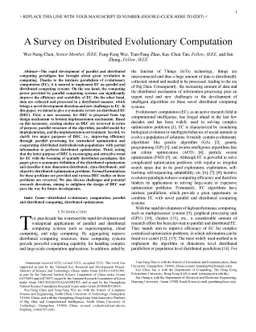 A Survey on Distributed Evolutionary Computation