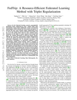 FedTrip: A Resource-Efficient Federated Learning Method with Triplet
  Regularization