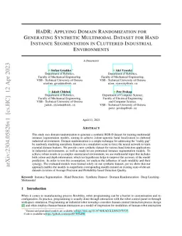 HaDR: Applying Domain Randomization for Generating Synthetic Multimodal
  Dataset for Hand Instance Segmentation in Cluttered Industrial Environments
