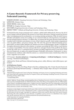 A Game-theoretic Framework for Privacy-preserving Federated Learning