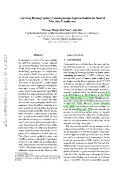 Learning Homographic Disambiguation Representation for Neural Machine
  Translation