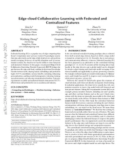 Edge-cloud Collaborative Learning with Federated and Centralized
  Features