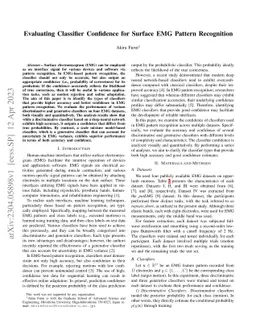 Evaluating Classifier Confidence for Surface EMG Pattern Recognition