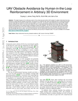 UAV Obstacle Avoidance by Human-in-the-Loop Reinforcement in Arbitrary
  3D Environment