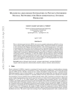 Maximum-likelihood Estimators in Physics-Informed Neural Networks for
  High-dimensional Inverse Problems