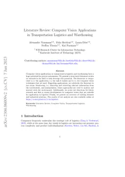 Literature Review: Computer Vision Applications in Transportation
  Logistics and Warehousing
