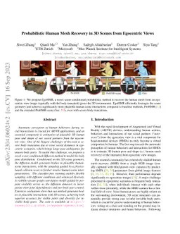 Probabilistic Human Mesh Recovery in 3D Scenes from Egocentric Views