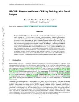 RECLIP: Resource-efficient CLIP by Training with Small Images