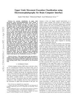 Upper Limb Movement Execution Classification using
  Electroencephalography for Brain Computer Interface