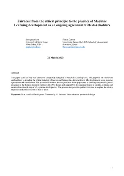Fairness: from the ethical principle to the practice of Machine Learning
  development as an ongoing agreement with stakeholders