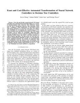 Equivalent and Compact Representations of Neural Network Controllers With Decision Trees
