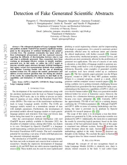 Detection of Fake Generated Scientific Abstracts