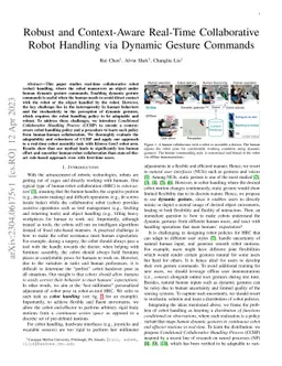 Robust and Context-Aware Real-Time Collaborative Robot Handling via
  Dynamic Gesture Commands