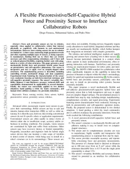 A Flexible Piezoresistive/Self-Capacitive Hybrid Force and Proximity
  Sensor to Interface Collaborative Robots