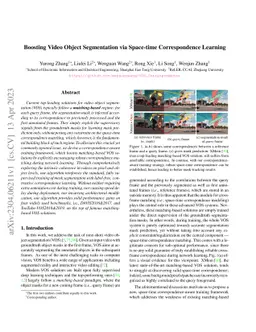 Boosting Video Object Segmentation via Space-time Correspondence
  Learning
