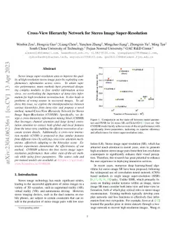 Cross-View Hierarchy Network for Stereo Image Super-Resolution