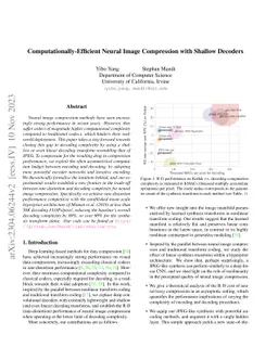 Computationally-Efficient Neural Image Compression with Shallow Decoders