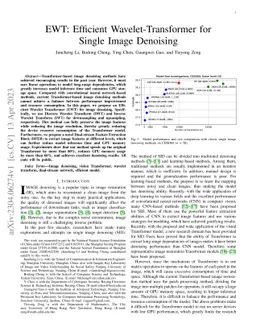 EWT: Efficient Wavelet-Transformer for Single Image Denoising